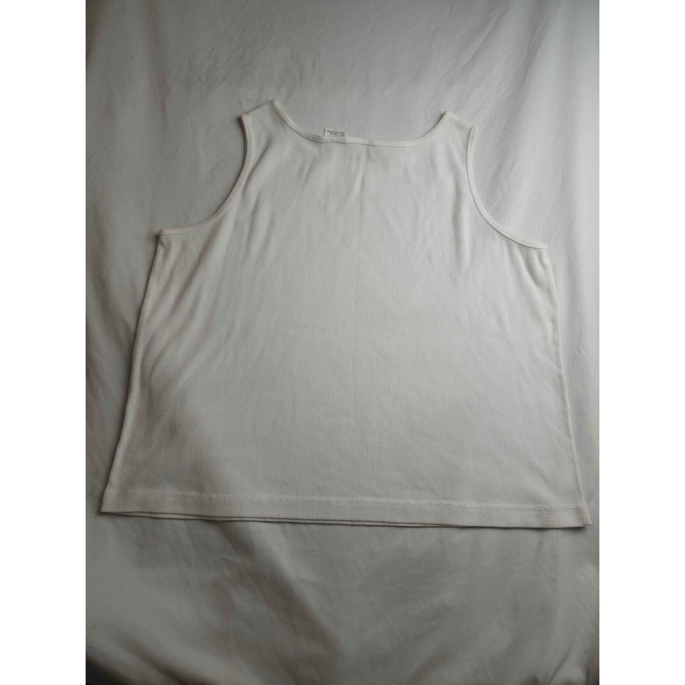 Vintage Weekend Clothes Line White Ribbed Tank Top Beach Umbrella Embroidered 1X - Picture 7 of 8